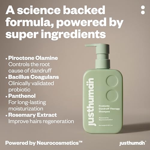 Justhuman Probiotic Dandruff Shampoo Conditioner Set 8oz Healthy Scalp Formula - Image 4