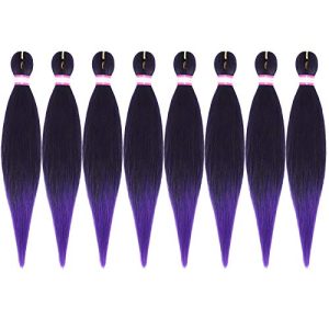 Pre-Stretched 20 Inch Yaki Straight Synthetic Braiding Hair Extensions 8 Packs #T1B/Purple