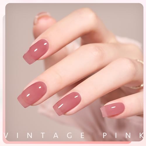 GAOY Jelly Nude Gel Nail Polish, 16ml Sheer Pink Translucent Soak Off Gel Polish, UV Light Cure for Nail Art DIY, 1995 Vintage Pink - Image 3