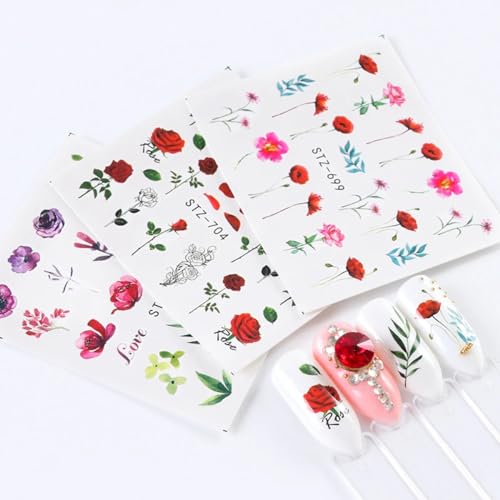 24 Sheets Spring Flower Nail Art Stickers Water Transfer Decals for Acrylic Nails - Image 2