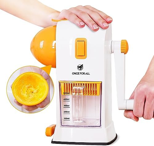 Hand Citrus Juicer, Manual Lemon Orange Juice Squeezer, Max 99% Extraction Rate, Cold Press juicer with Pulp-Filter, Dishwasher Safe Easy to Cleanup