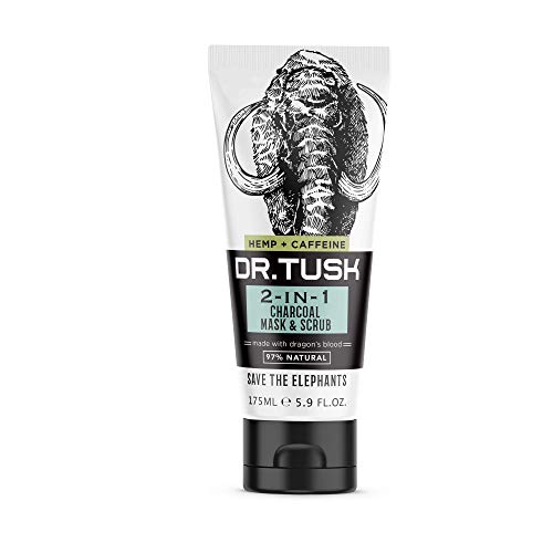 Dr. Tusk 2-in-1 Men's Charcoal Clay Hempseed Oil Face Scrub Mask 5.9 Fl Oz