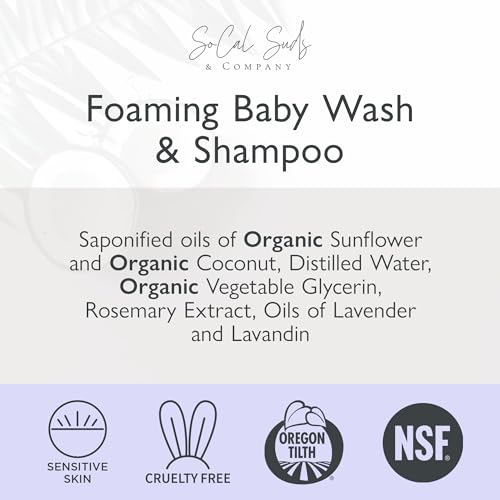SoCal Suds & Company - Organic Foaming Baby Wash & Shampoo - Gentle Cleansing Body And Hair Soap for Sensitive Skin - Clean Natural Hydrating Soothing Ingredients - Newborn Baby - Lavender, 32oz - Image 4