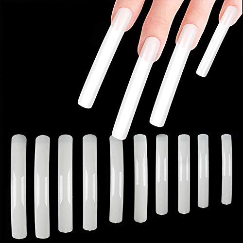 Yimart® 100pcs White/Clear/Natural Extra Long Curve Nail Tip UV Gel French Acrylic False Nail Art Salon long Tips (Natural) - Image 7