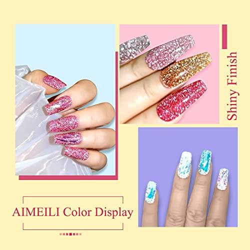 AIMEILI Reflective Gel Nail Polish Soak Off Reflective Glitter Gel Polish Holographic Diamond Glitter Nail Polish Kit Set of 12pcs X 8ml - Kit Set 7 - Image 5