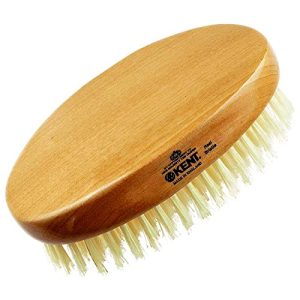 Kent Men's Oval Men Military Hair Brush, 100% Natural Black Boar Bristle for Mens Grooming Hair, Mustache and Beard, Scalp Brush, 360 Wave, Beard Straightener and Facial Brush. Made in England