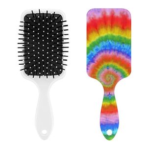 Colorful Tie Dye Hair Brush Plastic Rainbow Spiral Pattern Air Cushion Comb Soft Nylon Bristle Hair Brushes Anti Static Frizz Massage Scalp for Women Men Curly Any Hair