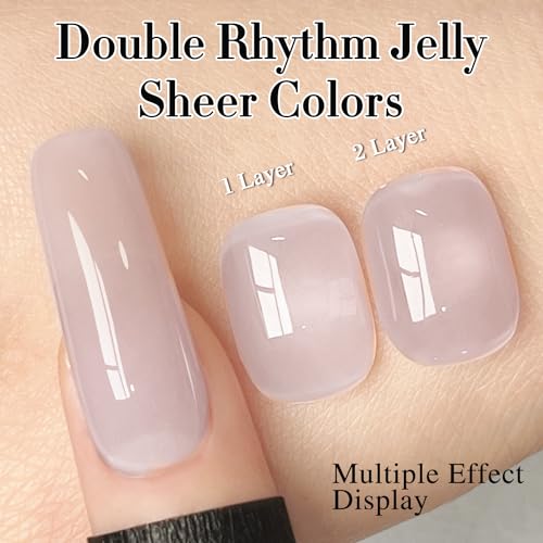Double Rhythm 15ML Pink Nude Gel Polish Translucent Sheer Neutral Color Jelly Natural UV Led Nail Art DIY at Home (B-A1314) - Image 3