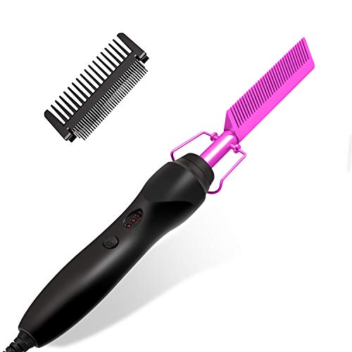 Ceramic Ionic Flat Iron Hair Straightener Brush for Men and Women 2-in-1 Styling