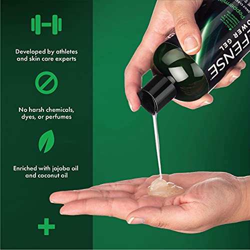 Defense Soap Body Wash Shower Gel 12 Oz Combo Original + Peppermint (Pack of 2) - 100% Natural Tea Tree Oil and Eucalyptus Oil - Image 4