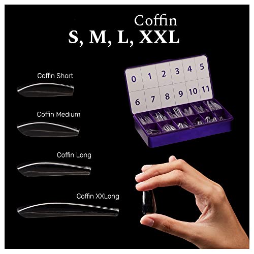 NABulous Soft Gel Coffin Shaped Gel Nail Tips Long Length - Durable Full Cover Nail Tips - Made From Real Soft Gel, 10 Sizes, 500 Pieces - Easy To Remove (Coffin Long) - Image 4