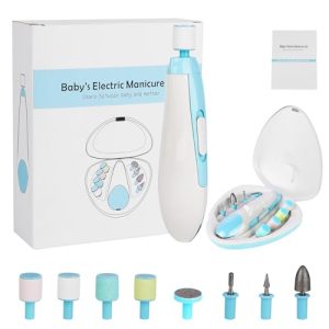 Baby Nail Trimmer Electric - 8 in 1 Rechargeable Baby Nail Filer with Led Light Trim and Polish Set for Newborn Baby Infant Toddler Kids Fingernails Care 8 Grinding Heads