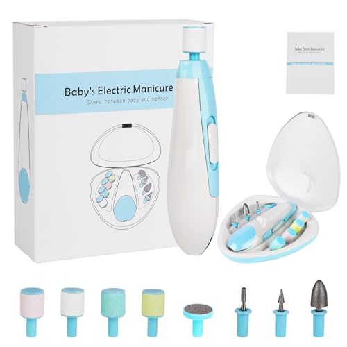 Baby Nail Trimmer Electric - 8 in 1 Rechargeable Baby Nail Filer with Led Light Trim and Polish Set for Newborn Baby Infant Toddler Kids Fingernails Care 8 Grinding Heads