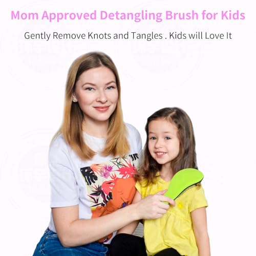 79STYLE 3pcs Detangler Brush Tangle Free Hair Brushes For Kids Knot Free No Pain Detangling Kids Hair Brush Combs For Women Curly Fine Hair (Size 7.4 Inch -Green) - Image 3