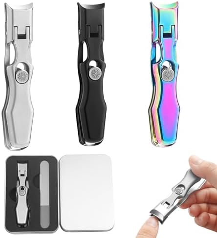 Nail Clippers with Nail File 3 Sets Ergonomic Stylish Nail Clippers with Catcher Sharp Rivet Switch Iron Box Fingernail Toenail Clippers Nail Clippers - Image 3
