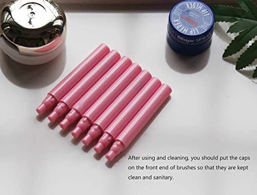 7pcs Silicone Makeup Brushes with Caps. Perfect tools for applying cream or liquid Lip Mask and Eyeshadow (Pink) - Image 5