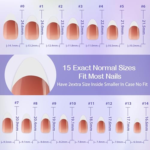 Almond Press on Nails - UNA GELLA 300Pcs Almond French Soft Gel Nail Tips 3 In 1 Pre-buff Gel X Nails Press ons Almond French Press on Nails Tips Gel X Nail Tips 15Sizes for Home DIY Salon - Image 5