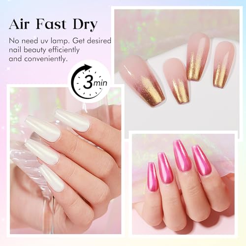 MIZHSE Nail Polish: Mermaid Pearl Nail Polish 6 Colors, Aurora Effect Nail Polish Air Dry Fast, Water-based Nail Polish Non Gel White Silver Gold Green Long Lasting Nail Art Manicure Home Gift - Image 5