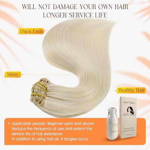 Full Shine Blonde Human Hair Clip in Extensions Invisible Hair Extensions Clip in Human Hair Platinum Blonde Hair Extensions Clip ins Straight Remy Hair 22 Inch 150g - Image 5