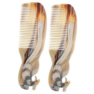 2pcs Horn Comb Pocket Tools Comb for Curly Hair Portable Massager French Hair Comb Teasing Combs for Women Phoenix Hair Comb Multifunction Comb Small Comb Large Tooth Comb Horns