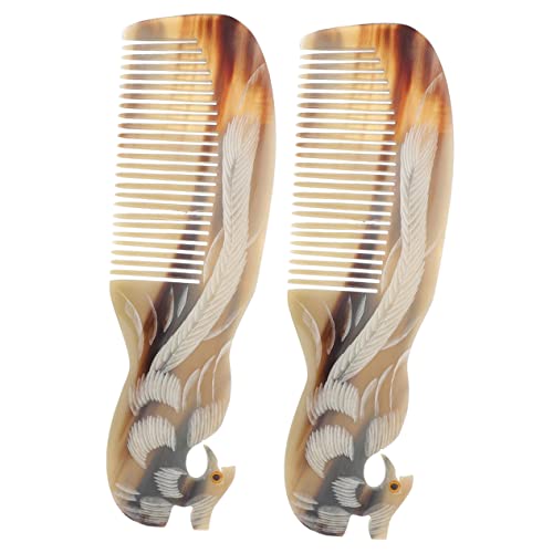 2pcs Horn Comb Pocket Tools Comb for Curly Hair Portable Massager French Hair Comb Teasing Combs for Women Phoenix Hair Comb Multifunction Comb Small Comb Large Tooth Comb Horns