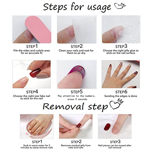 Foccna 24pcs French Tip Press on Nails Long Pink Fake Nails Coffin Glossy White False Nail Tips Artificial Finger Manicure for Women and Girls - Image 5