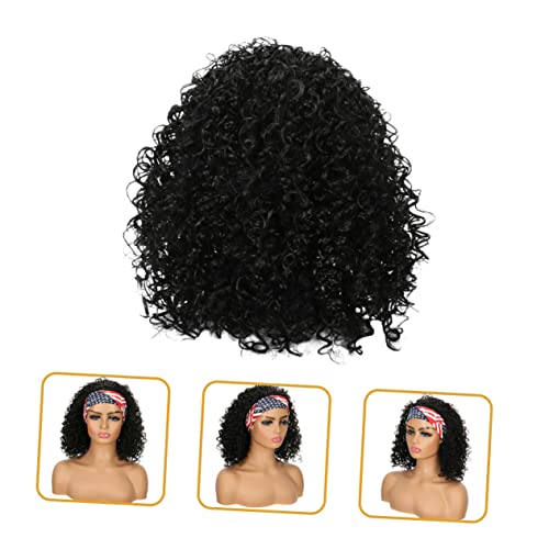 Natural Full Curly Long Afro Wig for Black Women, Includes Bangs, High-Temp Wire Headband Included - Image 5
