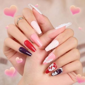 Beetles Press On Nails 6 Colors 180pcs Medium Coffin Nails Kits with 10ml Glue and Nail Stickers, White Nude Soft Pink Red Glue-on Nails Reusable Urban Classic Ready-to-wear Fake Nails for Girls