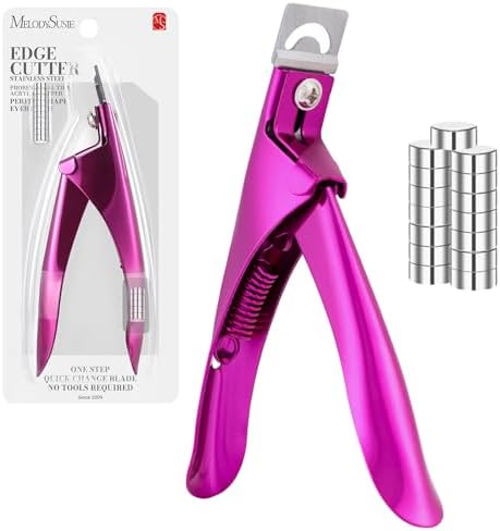MelodySusie Professional Acrylic Nail Clippers Stainless Steel with 15 Magnet Sizers Adjustable Trimmer