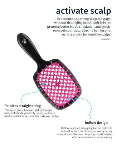 Unbrash Detangling Hair Brush Ultra-Soft Bristles Black Purple New - Image 4