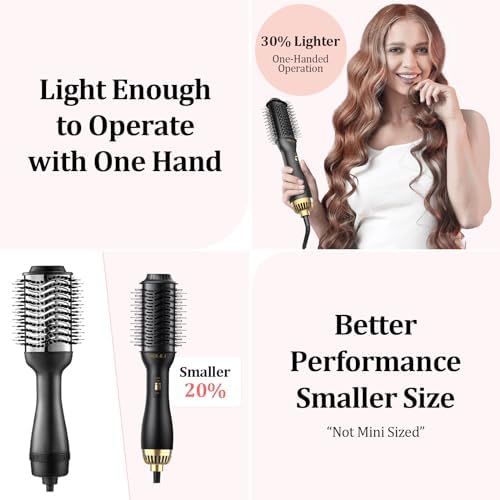Dual Voltage Hair Dryer Brush for International Travel, Travel Hair Dryer Brush with European Plug, 110V-120V/220V-240V Dual Voltage Hot Air Brush, EU/UK Plug Adapter & Travel Case Included - Image 5