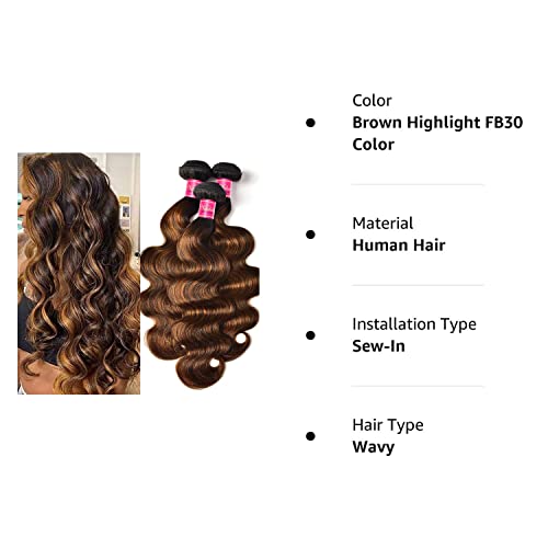 Nadula 3 Bundles 12A Brazilian Remy Human Hair Weave Ombre Chocolate Brown Body Wave 14 16 18inch - Image 8