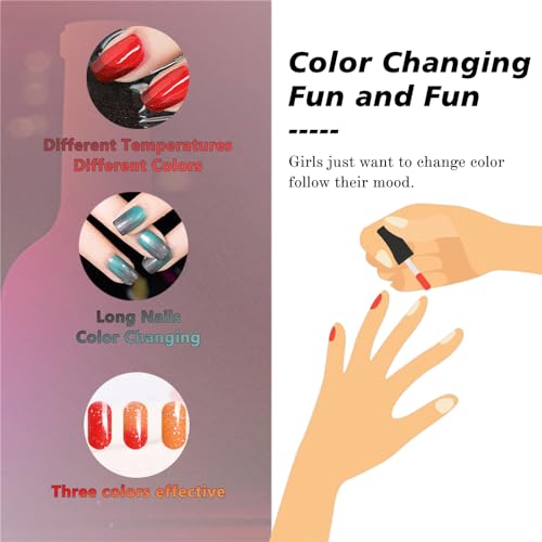 Temperature Change Gel Nail Polish Set for DIY Manicure, Nail Art Gel Polish Long-Lasting Nail Gel Nail Polish - Quick Dry Nail Polish Without UV Lamp (3 Colors Set 7ml) - Image 5