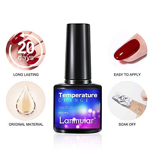 Color Changing Gel Nail Polish - Temperature Mood Changed Glitter Blue Pink Purple Red Orange - Soak Off Nail Art DIY At Home, Nail Art Manicure, Valentines Gifts for Women Girls(Q,One Size) - Image 7
