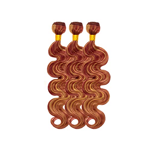 P27/99J Bundles Burgundy Body Wave Human Hair Bundles 20 22 24 Inch Brazilian Two Tone Blonde Mixed With Burgundy Bundles Human Hair Unprocessed Virgin Hair 3 Bundles 99j Bundles Hair Extensions - Image 7