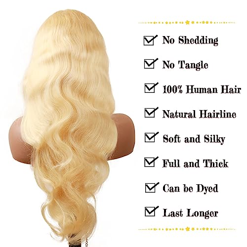 Blonde Lace Front Wigs Human Hair 13x6 Body Wave Lace Front Wig Human Hair Pre Plucked with Baby Hair 613 Transparent HD Lace Frontal Wig 180% Density Blonde Wig for Black Women 20 Inch - Image 3