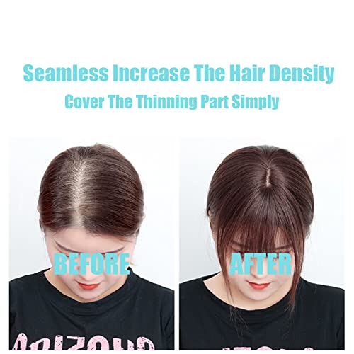Light Brown 30cm Wispy Fringe Middle Part Silk Base Human Hair Topper 7x10cm - Image 6