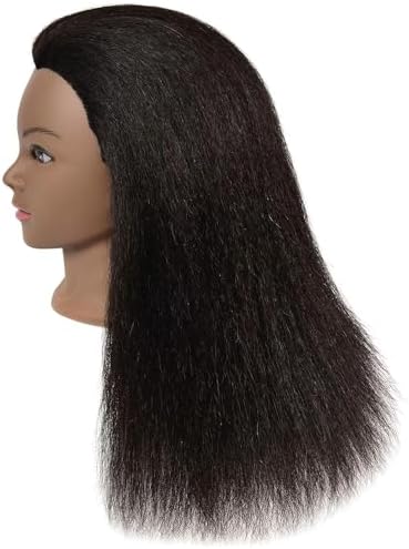 100% Real Human Hair Cosmetology Training Mannequin Head with Clamp Stand - Image 3