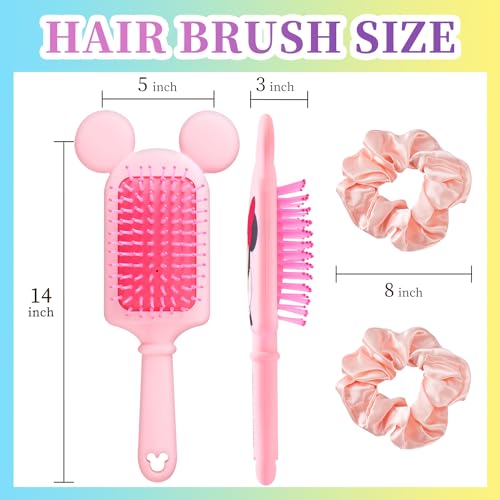 Hair Brush Wet and Dry Detangler Brush for Women Girls Kids Toddler Cute Cartoon Mouse Paddle Detangling Comb for Curly Thick Wavy Thin Hair Smoothing Anti Frizz Tangle Free Hairbrush Set - Image 6