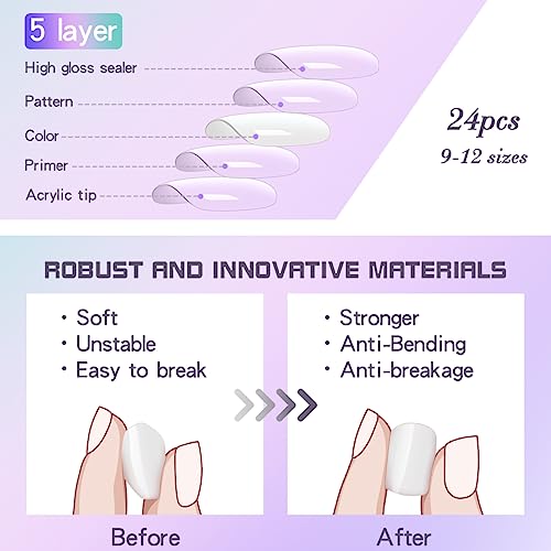 24PCS White Rhinestone Press-On Nails for Easy Glamorous Nail Art at Home - Image 4