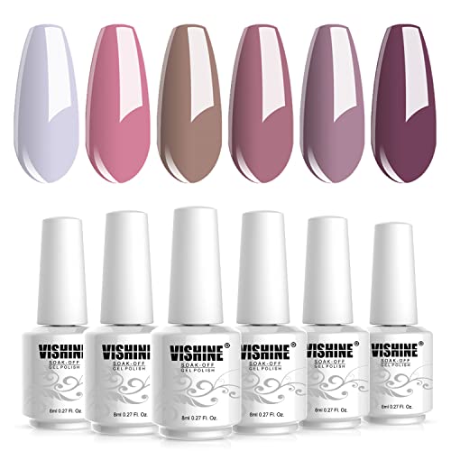 Vishine 24W UV Lamp Nude Gel Polish Starter Kit 6 Colors for Beginners - Image 2