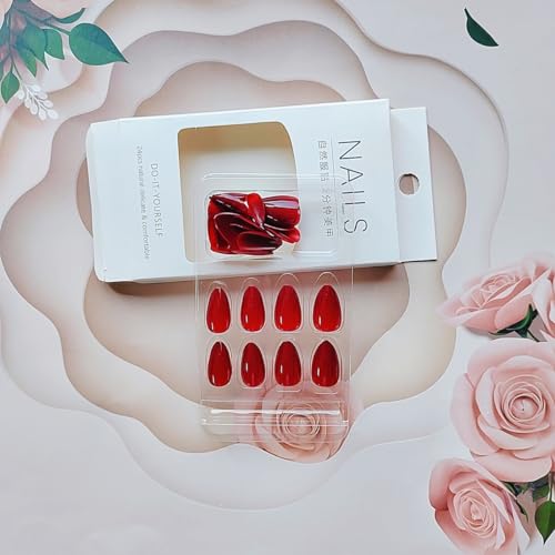 24 Pcs Wine Red Short Oval Press On Nails Set for Average to Wide Nail Beds - Image 6