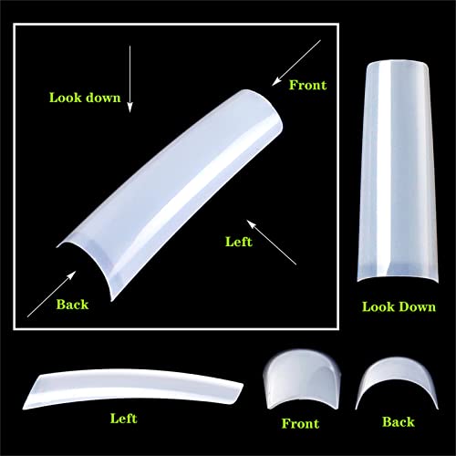 550 Pieces Extra Long Curved Transparent Coffin False Nails for DIY Nail Art - Image 4
