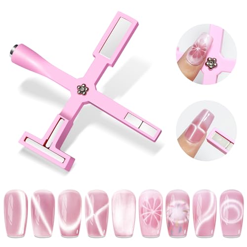 5-in-1 Pink Cat Eye Gel Polish Nail Magnet Tool with Strong Magnetism for DIY Manicure