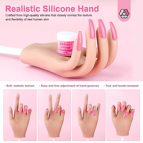 Saviland 12 Inch Realistic Flexible Silicone Nail Practice Hand for Acrylic Beginners - Image 3