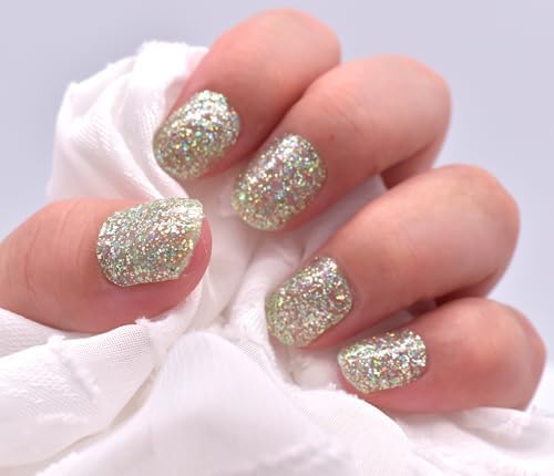 Glitter Gel Nail Strips Green Sequins Fully Cured Nail Polish Stickers Long Lasting Gel Nail Wraps UV Free Chip Resistant - Image 7