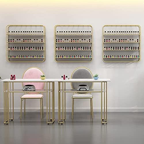 Gold Wall Mounted Nail Polish Rack Organizer 80x17x80cm for Home Spa - Image 2