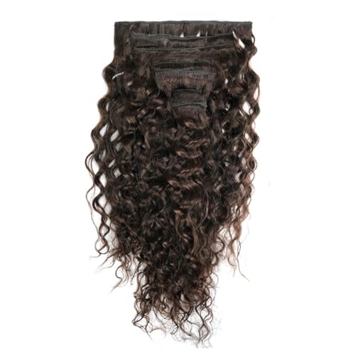 16 Inch Deep Curly Deep Wave Brazilian Hair Clip-In Extensions 80g 7 Piece Set Dark Brown - Image 5