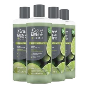 DOVE MEN + CARE Body Wash for a refreshing shower experience Lime + Avocado Oil Body Wash for Men, 18 oz, 4 Count
