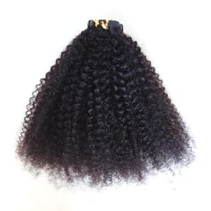 ZigZag Hair Afro Kinky Curly Tape in Extensions Human Hair 40pcs 100g 4B 4C Brazilian Virgin Human Hair Skin Weft Tape Hair Extensions (12inch, 4B 4C)